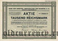 Bank der Arbeiter, Berlin, 1000 рейхсмарок 1926 года