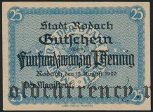 Родах (Rodach), 25 пфеннингов 1920 года
