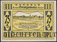 Штольценау (Stolzenau), 75 пфеннингов 1921 года. Вар. 2