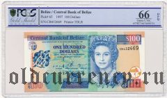 Белиз, 100 долларов 1997 года. В слабе PCGS 66