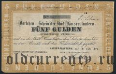 Германия, Кайзерслаутерн, 5 гульденов 1870 года