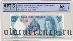 Каймановы Острова, 50 долларов 1974 года. В слабе PCGS 65