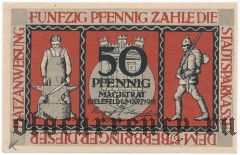 Билефельд (Bielefeld), 50 пфеннингов 1918 года. С номером на RV