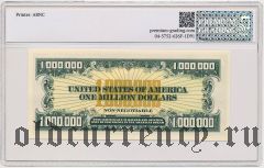 США, 1.000.000 долларов 1988 года. Сувенирная банкнота. В слабе PG