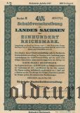 Schuldverschreibung des Landes Sachsen, Dresden, 100 reichsmark 1937