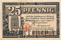 Битбург (Bitburg), 25 пфеннингов 1920 года