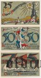 Обераммергау (Oberammergau), 3 нотгельда 1921 года. Нумератор красный