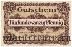 Ганновер (Hannover), 25 пфеннингов 1917 года