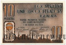 Испания, Игуалада (Igualada), 10 песет 1938 года