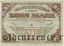 Западная Добровольческая Армия, 10 марок 1919 года. С зеленой сеткой