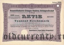 Baumwollindustrie Erlangen-Bamberg, 1000 reichsmark 1927