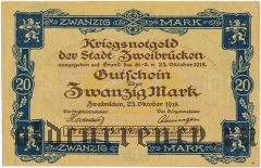 Цвайбрюккен (Zweibrücken), 20 марок 1918 года
