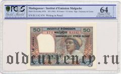 Мадагаскар, 50 франков = 10 ариари (1961) года. В слабе PCGS 64