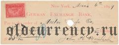 США, German Exchange Bank, чек на 35 долларов 1899 года