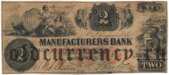 США, Manufacturers Bank, 2 доллара 1854 года