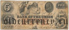 США, Bank Of The Union, 5 долларов 1851 года