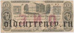 США, Bank of the State of South Carolina, 1 доллар 1862 года. Вар.2