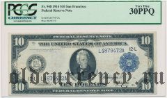 США, 10 долларов 1914 года. Сан-Франциско. Burke-McAdoo. В слабе PCGS