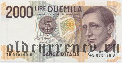 Италия, 2000 лир 1990 года